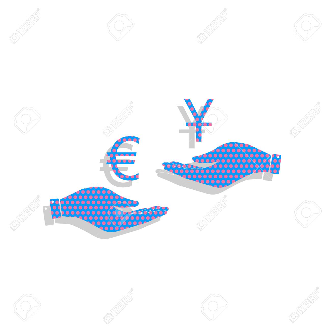 Currency Exchange From Hand To Hand Euro And Yuan Vector Neon - 