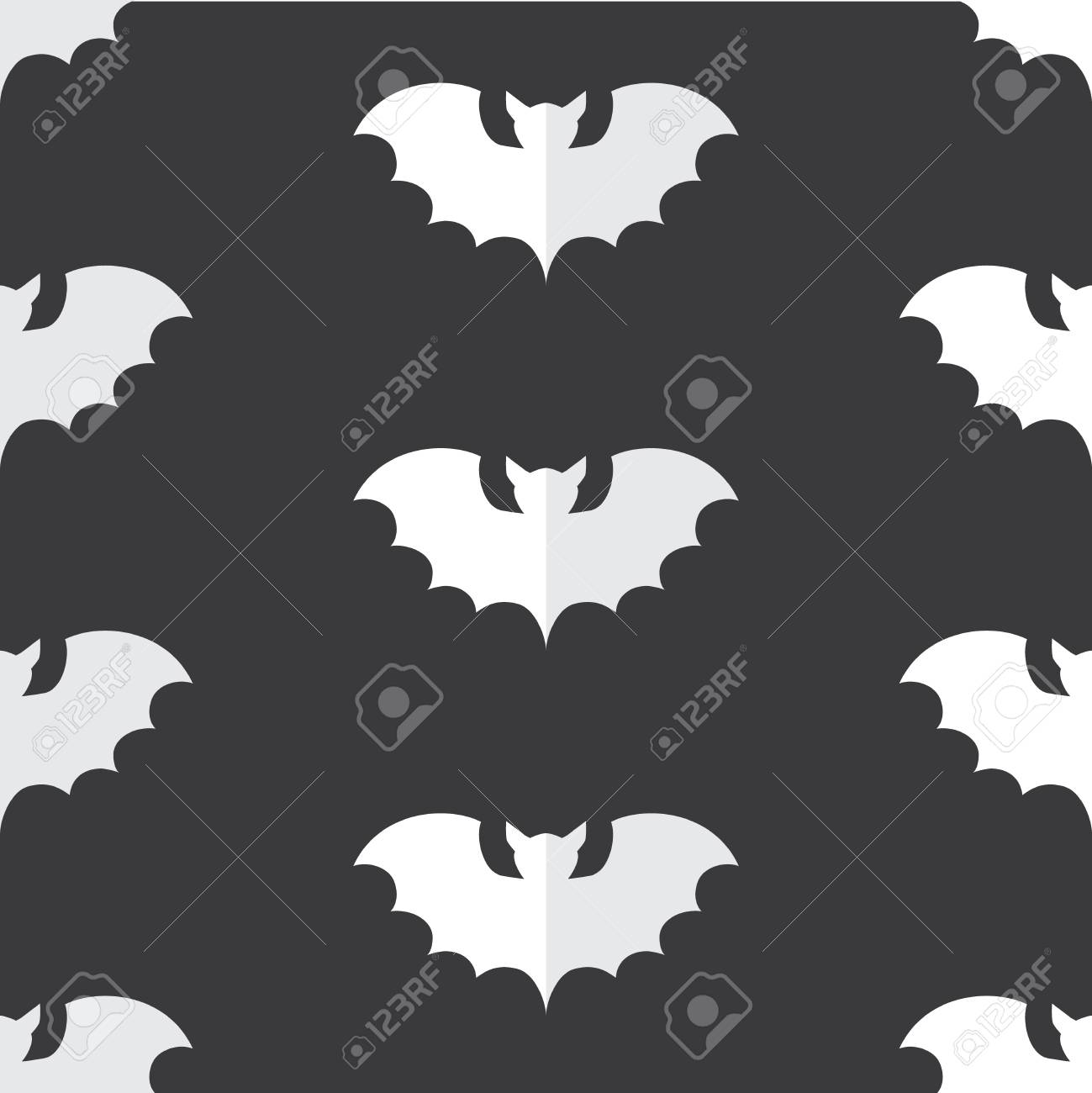 ハロウィーンのシームレスなパターンは 黒バットの群れ 装飾ハロウィン デザインの美しいベクター背景 白の背景上のキュートなミニマル アート要素 のイラスト素材 ベクタ Image