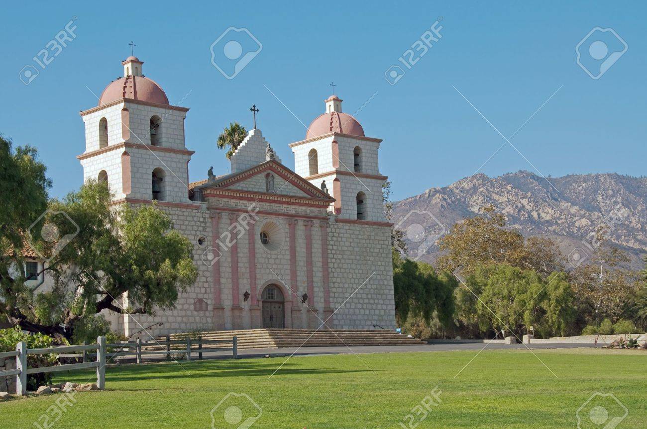 a panoramic view of mission santa barbara against the santa ynez mountains - 5818336 a panoramic view of mission santa barbara against the santa ynez mountains - 5818336