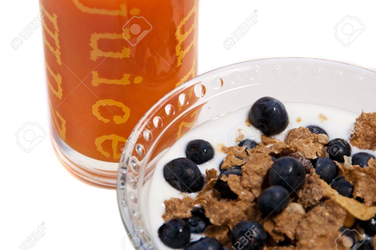 orange juice and blueberry flakes and milk - 9651377 orange juice and blueberry flakes and milk - 9651377