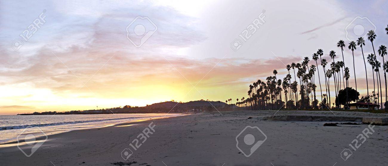 sunset with santa barbara's palm trees - 9651401 sunset with santa barbara's palm trees - 9651401
