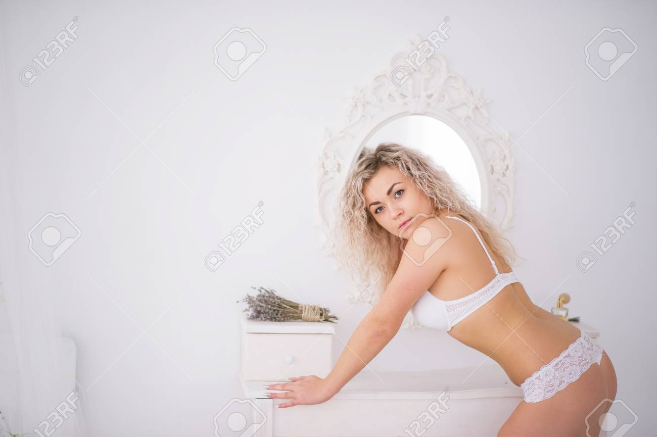 Sexy blonde bent over