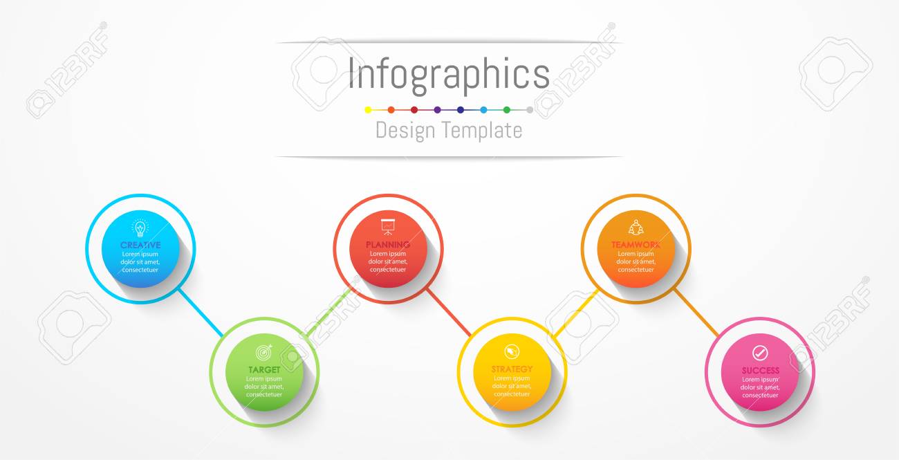 infographic design elements for your business data with 6 options timelines or timelines