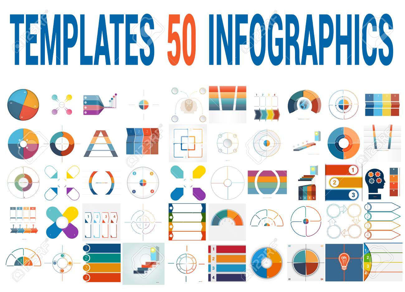 50 vector templates for infographics pie chart ring chart ring templates