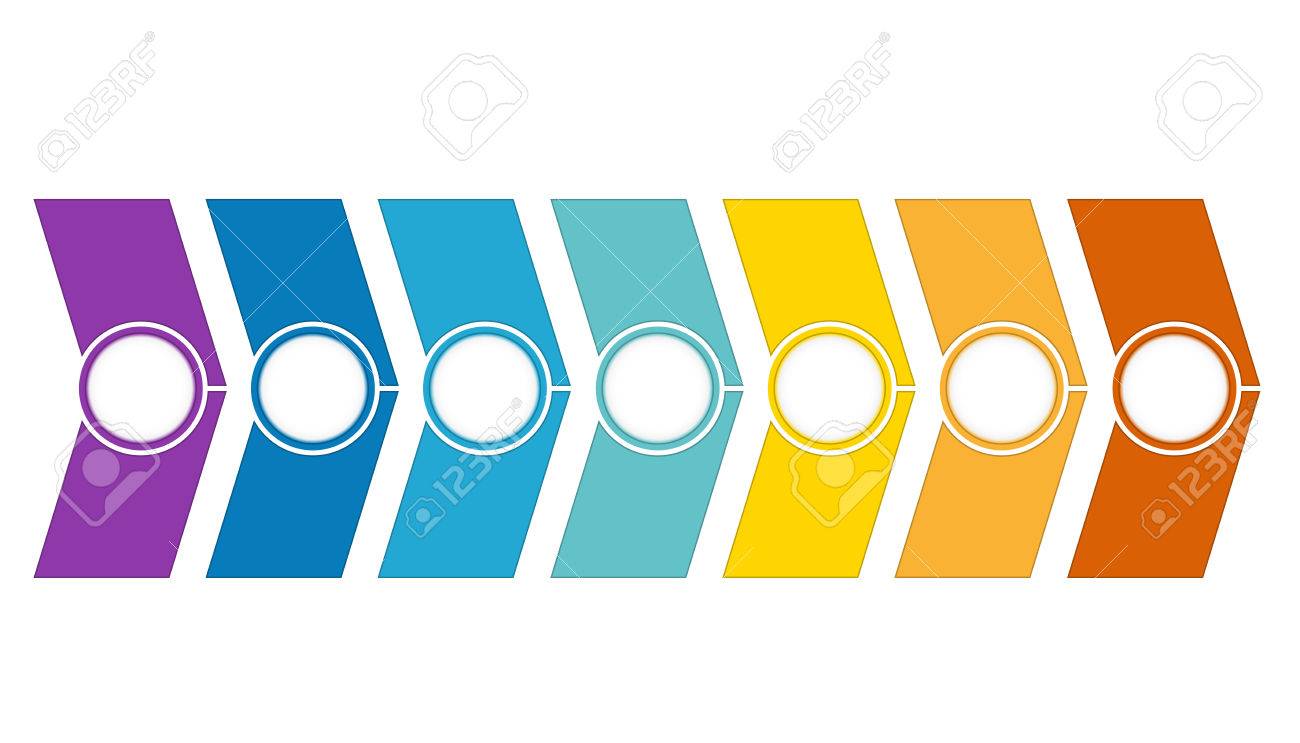 Template Timeline Infographic From Colour Arrows 7 Position On White Background Stock Photo Picture And Royalty Free Image Image 71473335
