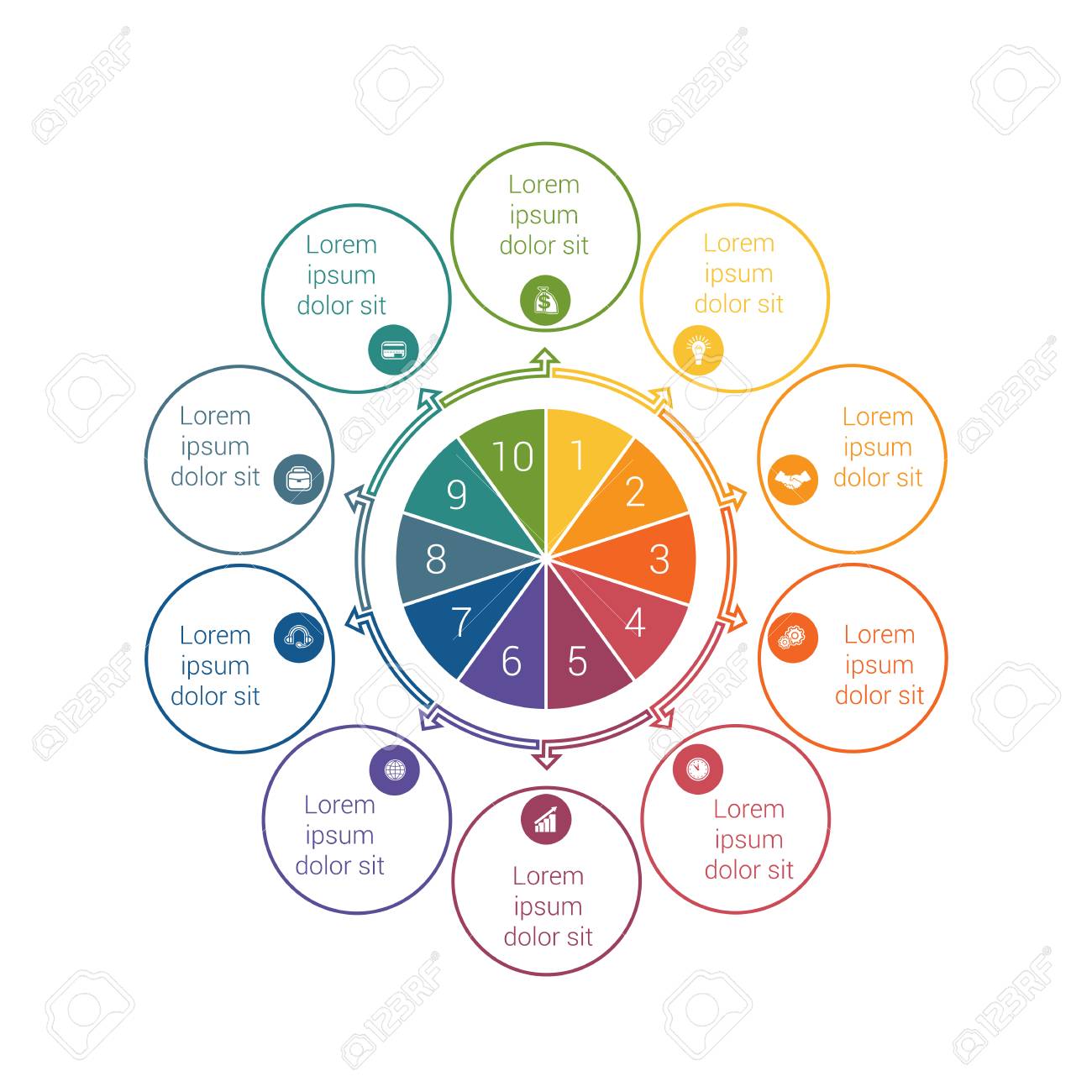 template for info grapchics diagram 10 cyclic processes step diagrams template