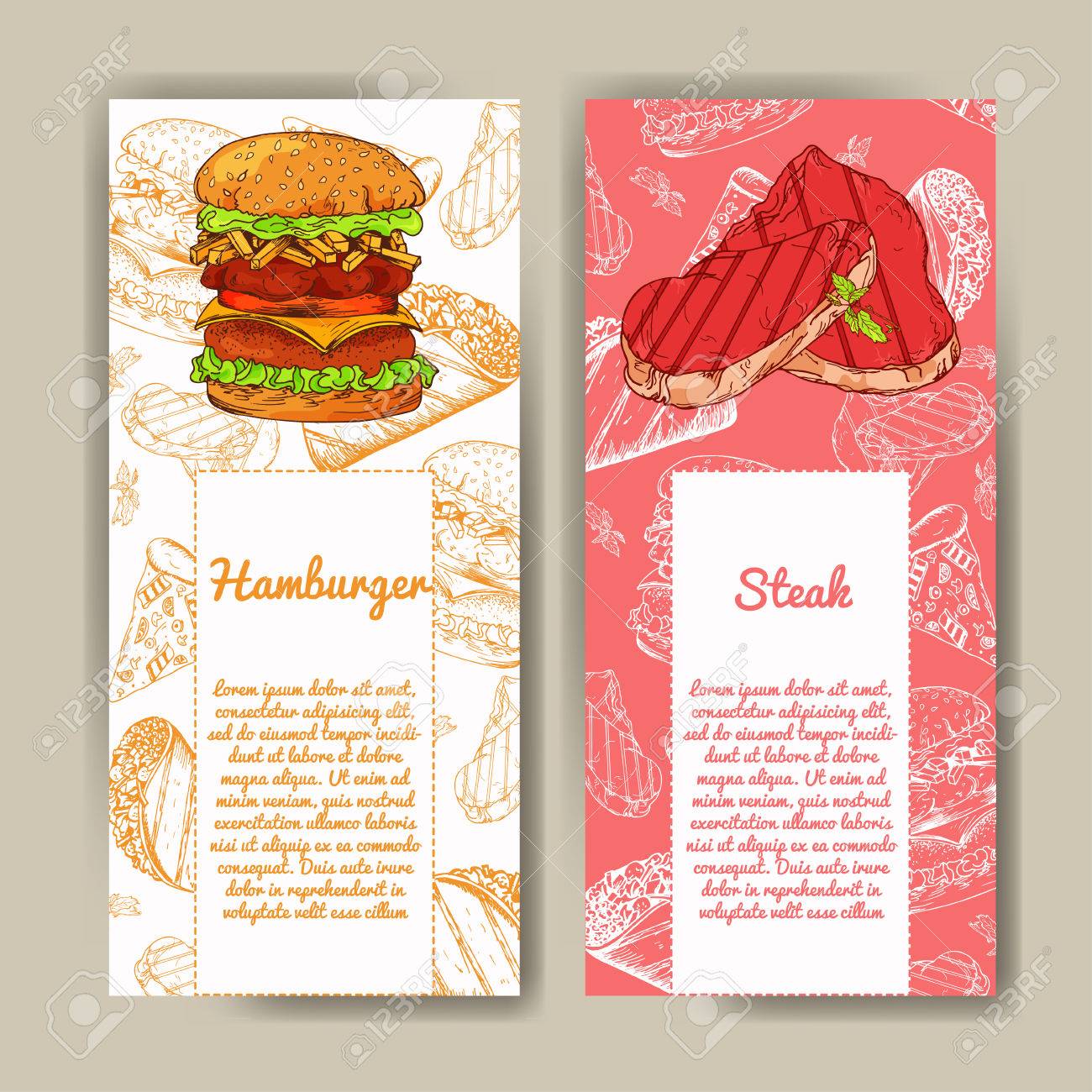 restaurant menu cards