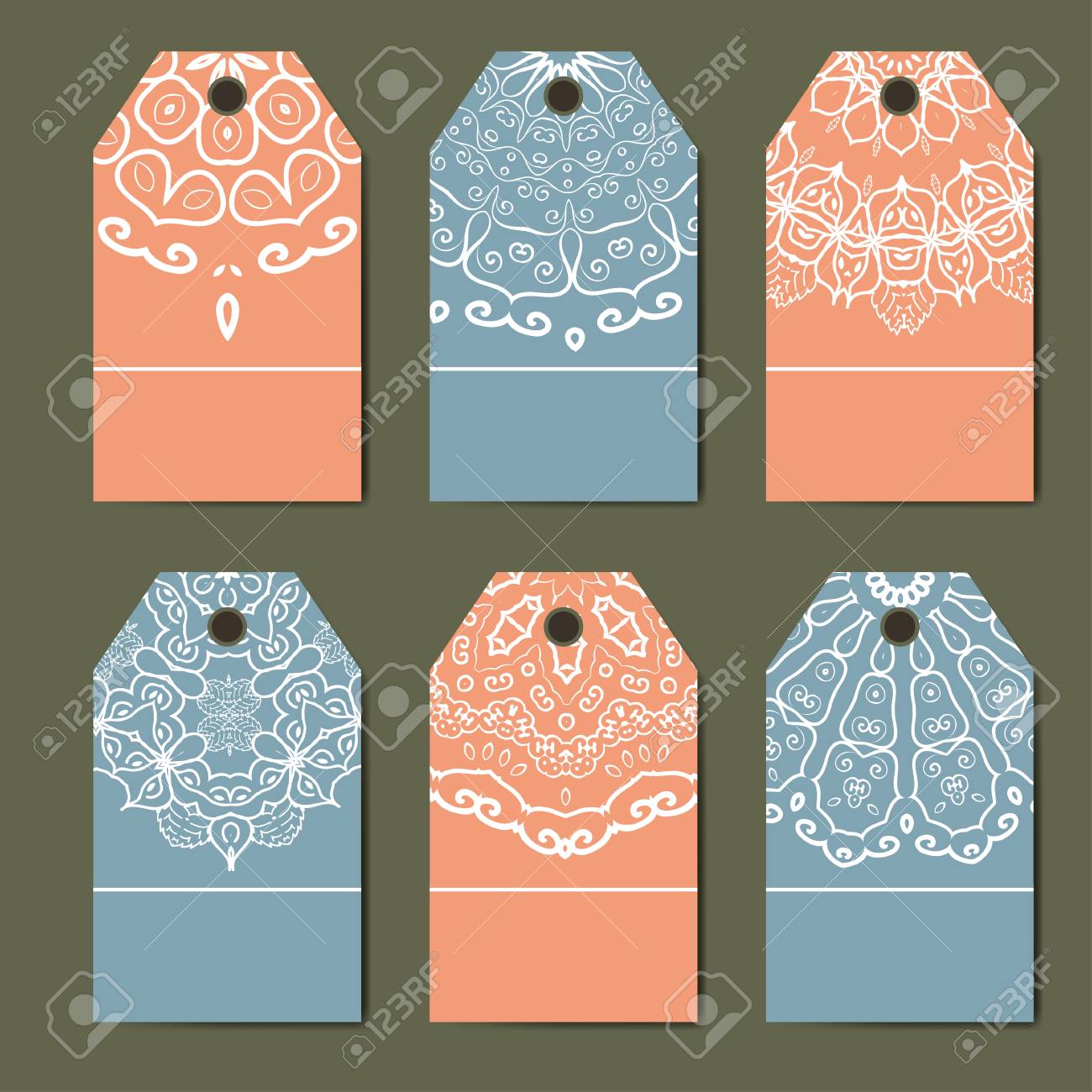 eastern decor with monograms vintage set of ornamental tags