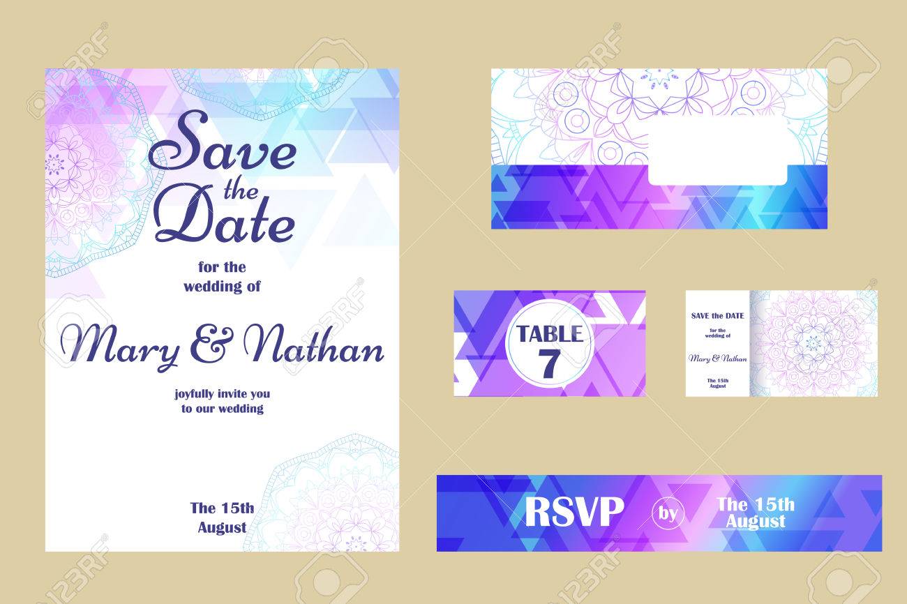 set of wedding invitations wedding cards template with individual save the date card template