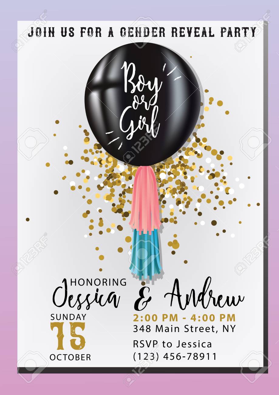 gender reveal party invitation with balloon gender reveal party invitations