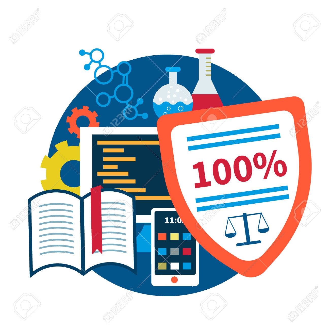 Droits De Propriete Intellectuelle Illustration Vectorielle Design Plat Concept De Droit D Auteur Pour Les Logiciels Livres Applications Mobiles Invention Ou Dispositif Brevets Etc Brevets Et Licences De Protection Juridique Clip Art Libres