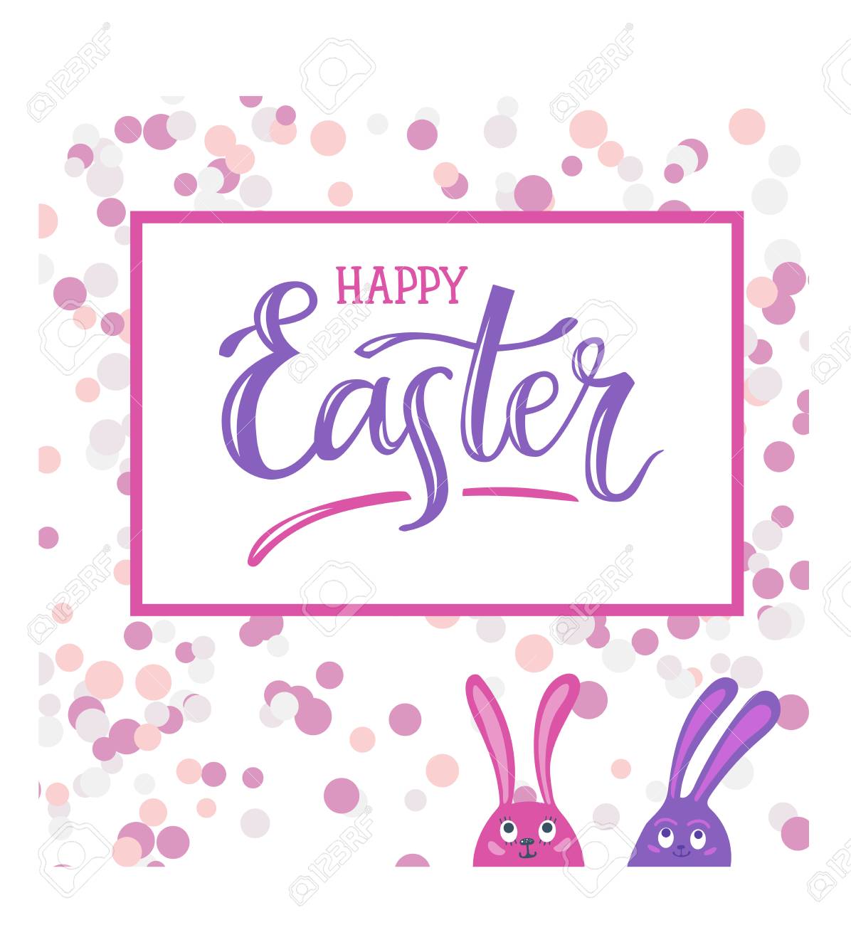 Happy Easter Hand Lettering Typography Poster With Modern Brush