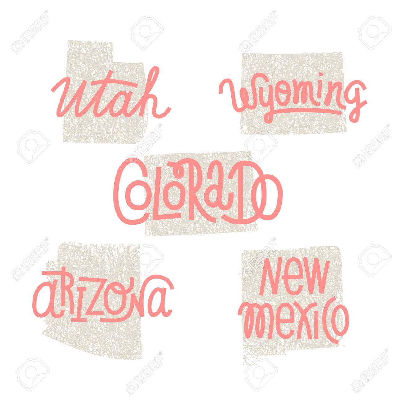 Utah Wyoming Colorado Arizona Esbozo De Arte Del Estado De