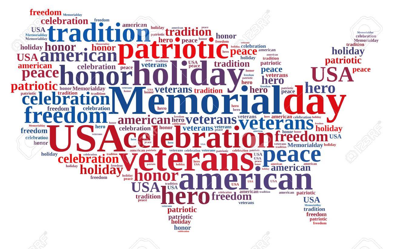 illustration with word cloud about memorial day stock photo