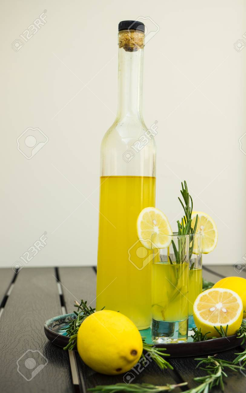 Traditional Italian Lemon Alcohol Drink Limoncello With Pieces Stock Photo Picture And Royalty Free Image Image 87258335