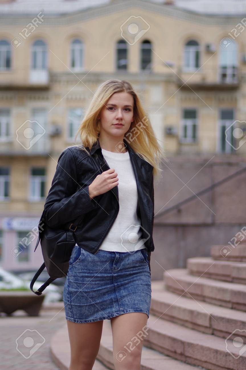 denim skirt with jacket