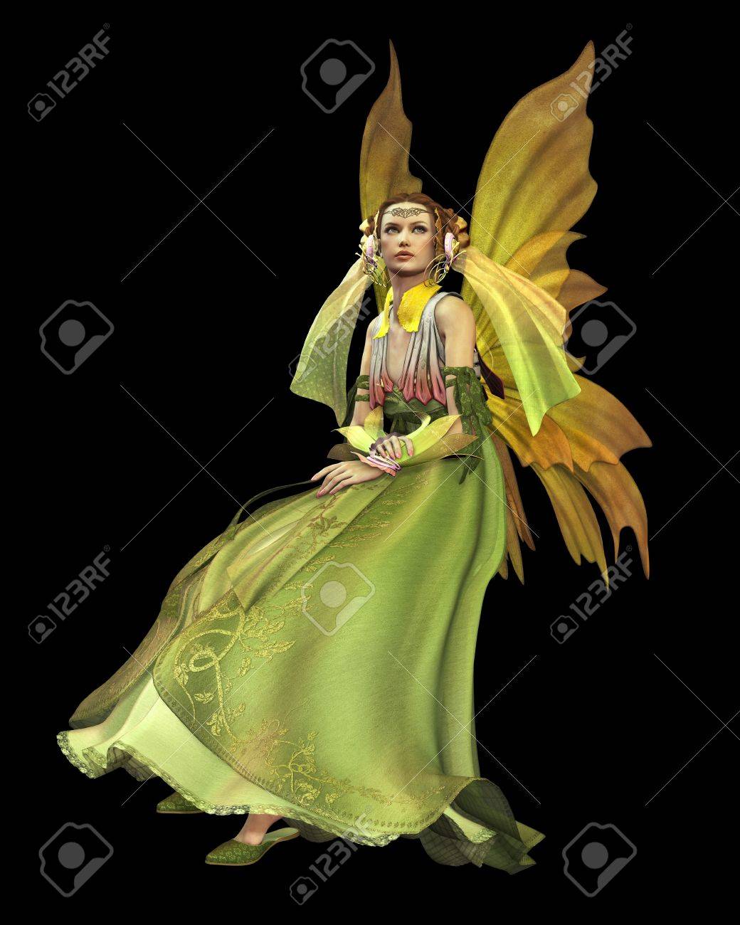 Un Hada Mágica Con Un Vestido Verde Fotos, Retratos, Imágenes Y De Archivo Libres De Derecho. 15528984.