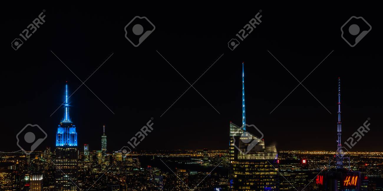New York City Skyline A Night View Of The New York Skyline