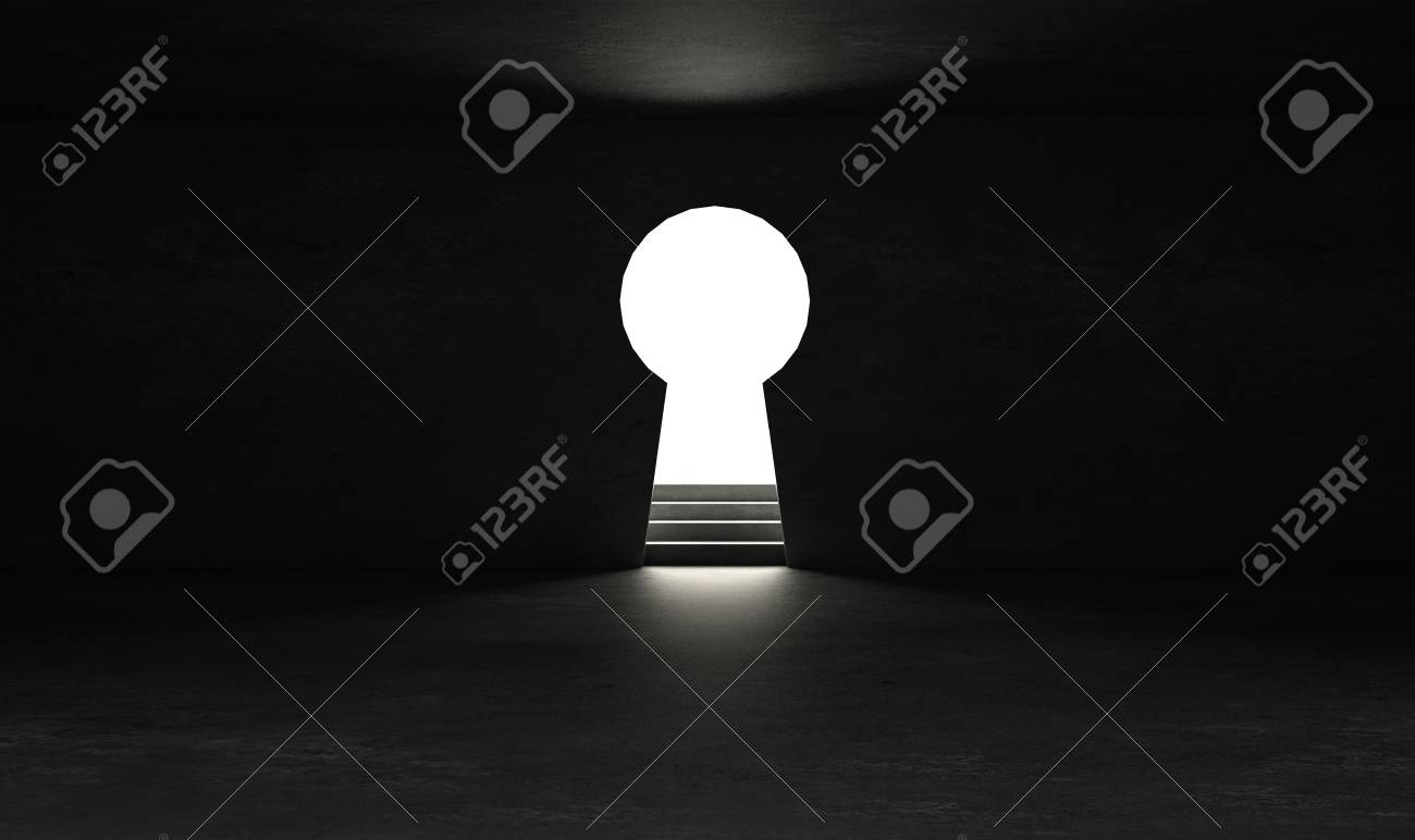 Key hole on black wall with light and shiny glow effect - 102794507 Key hole on black wall with light and shiny glow effect - 102794507