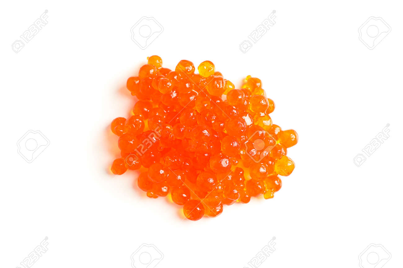 Red caviar isolated on white background, closeup - 125888869 Red caviar isolated on white background, closeup - 125888869