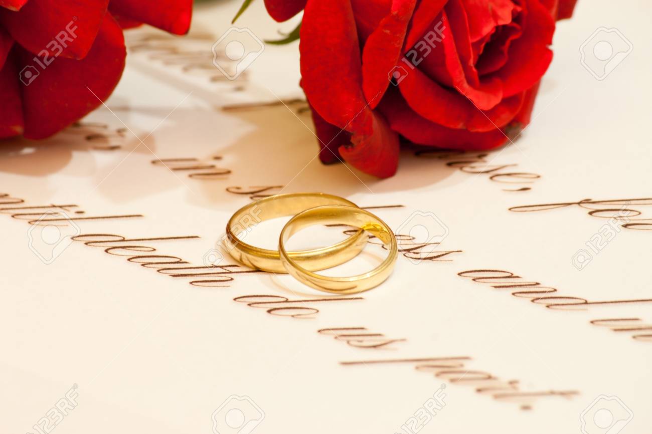 wedding rings vows and roses stock photo picture and royalty free
