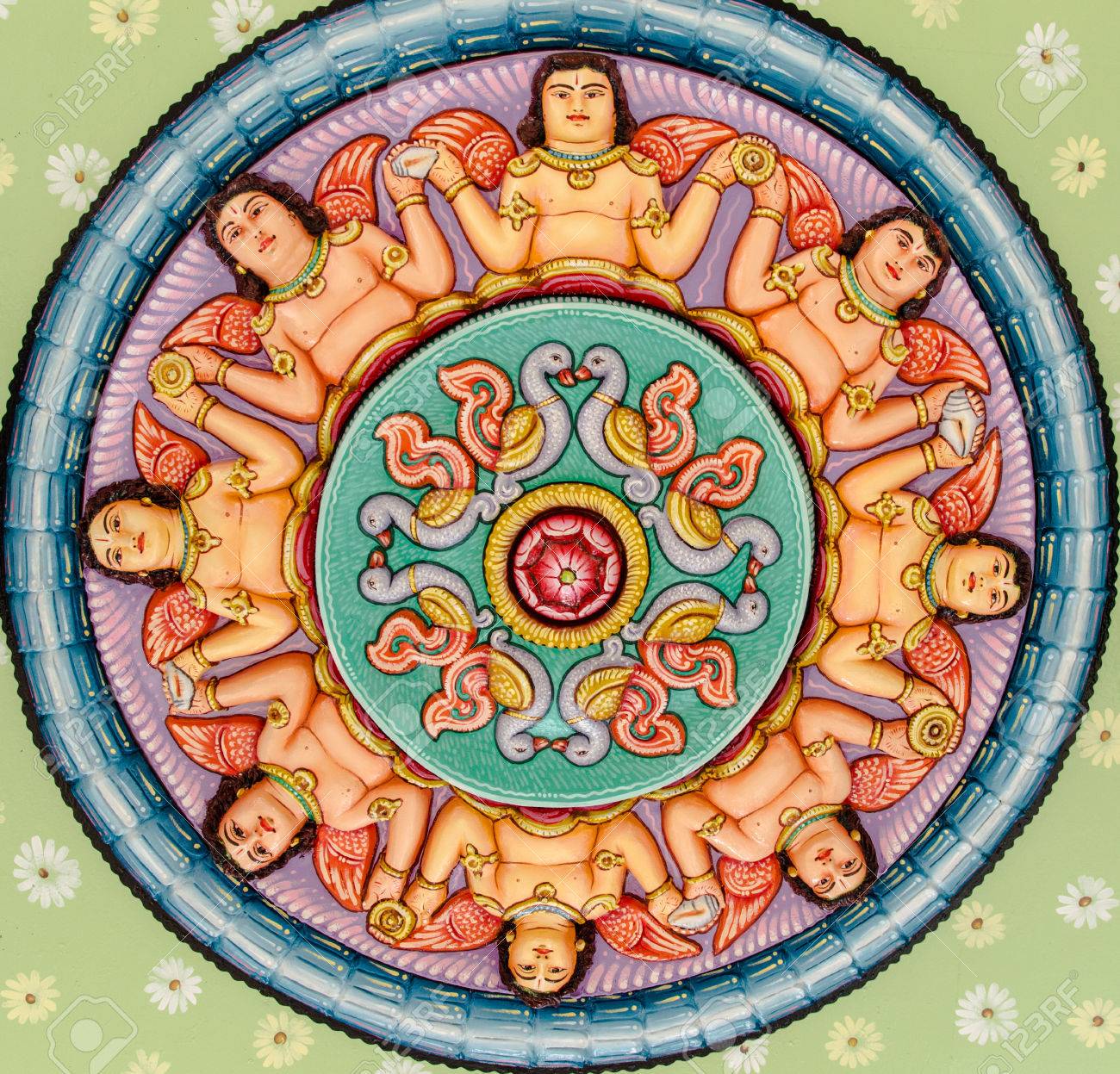 Beautiful Painting On The Ceiling Of An Hindu Temple Stock Photo Picture And Royalty Free Image Image 30285392