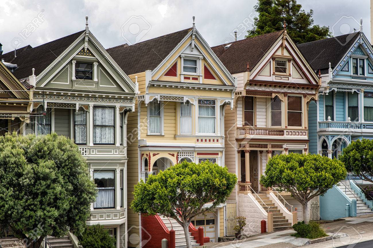 San Francisco Viktorianischen Hauser In Alamo Square In
