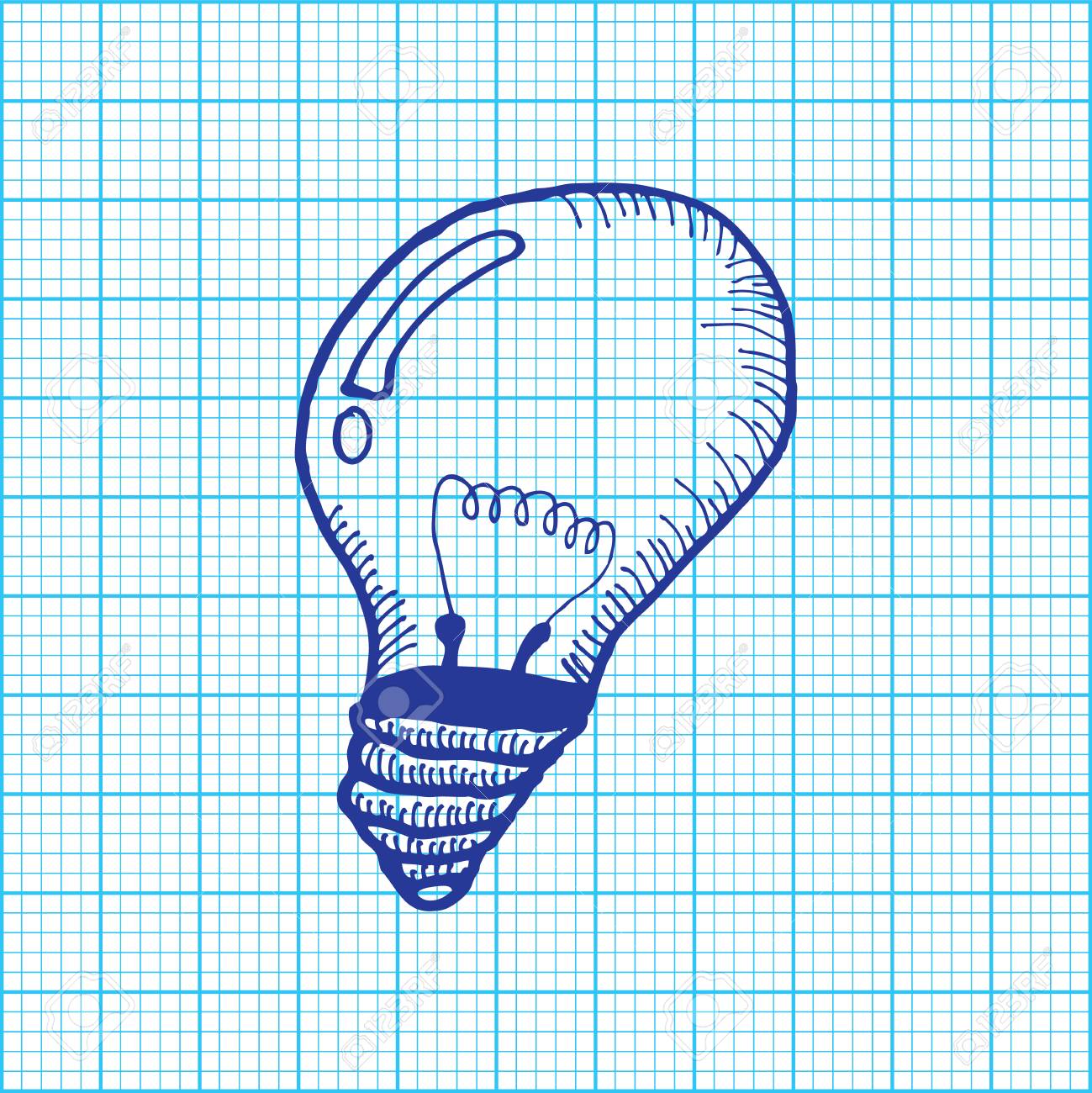 drawing of light bulb on graph paper vector royalty free cliparts
