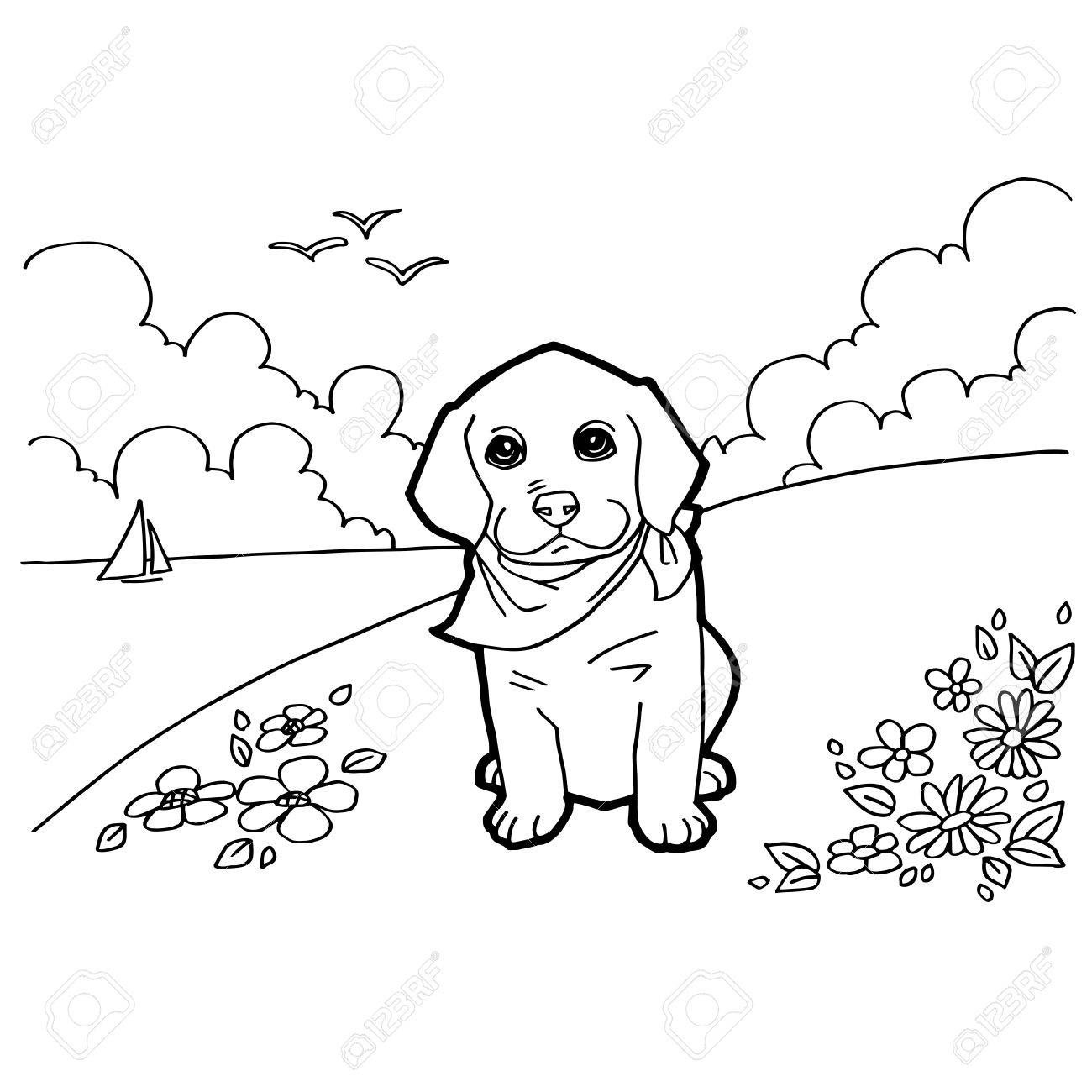 犬の塗り絵 のイラスト素材 ベクタ Image