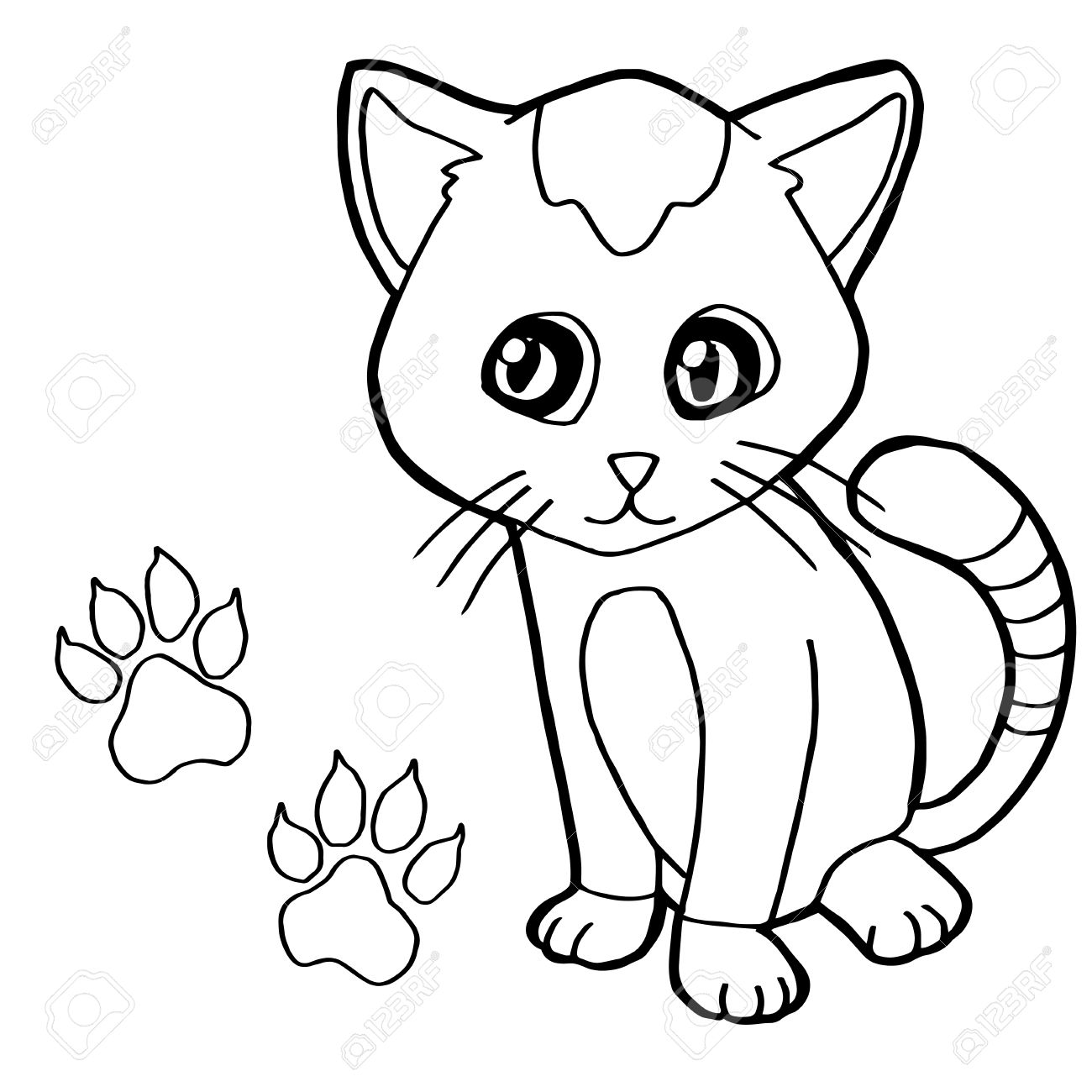 Paw Print With Cat Coloring Page Vector Royalty Free Cliparts Paw Print With Cat Coloring Page Vector Royalty Free Cliparts