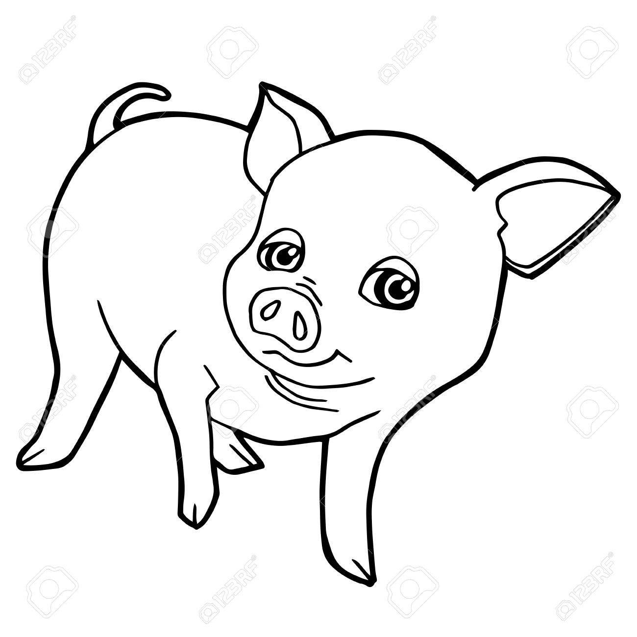 漫画かわいいブタ ベクトル イラストレーションを着色のイラスト素材 ベクタ Image 83074266