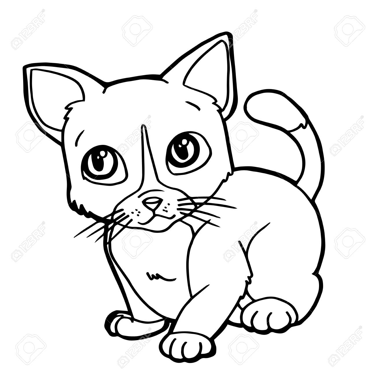 cartoon cute cat coloring page vector illustration Stock Vector