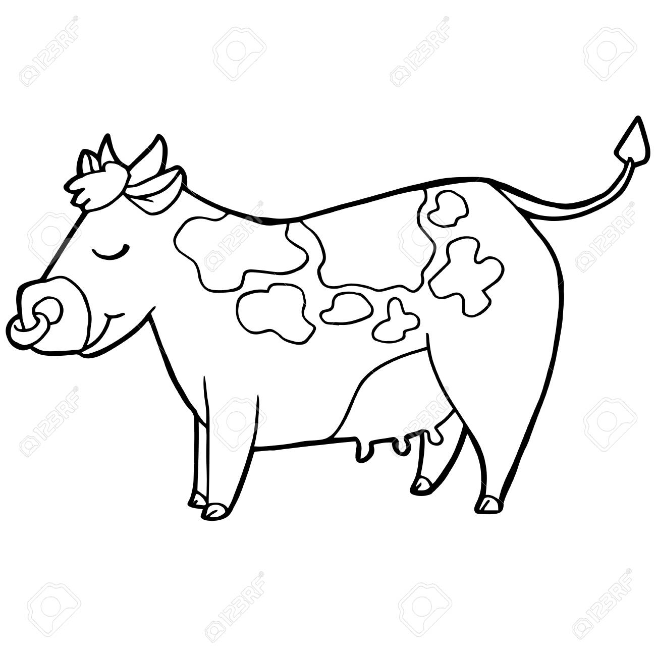 漫画かわいい牛や牛の着色ページ ベクトル図のイラスト素材 ベクタ Image 83074286