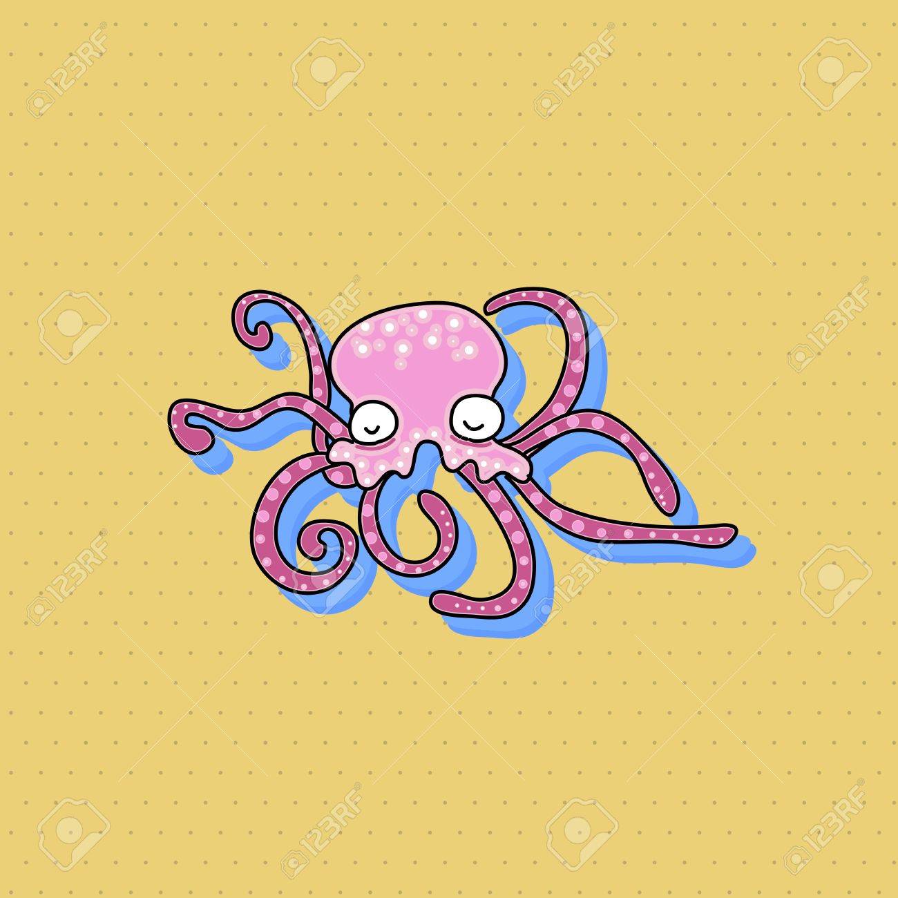 手描きの漫画面白いタコ イラストのイラスト素材 ベクタ Image