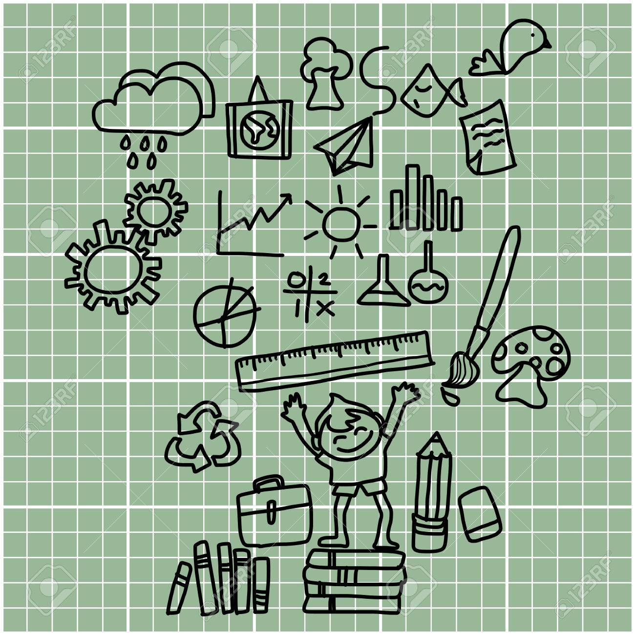 cartoon hand drawing back to school on graph paper royalty free