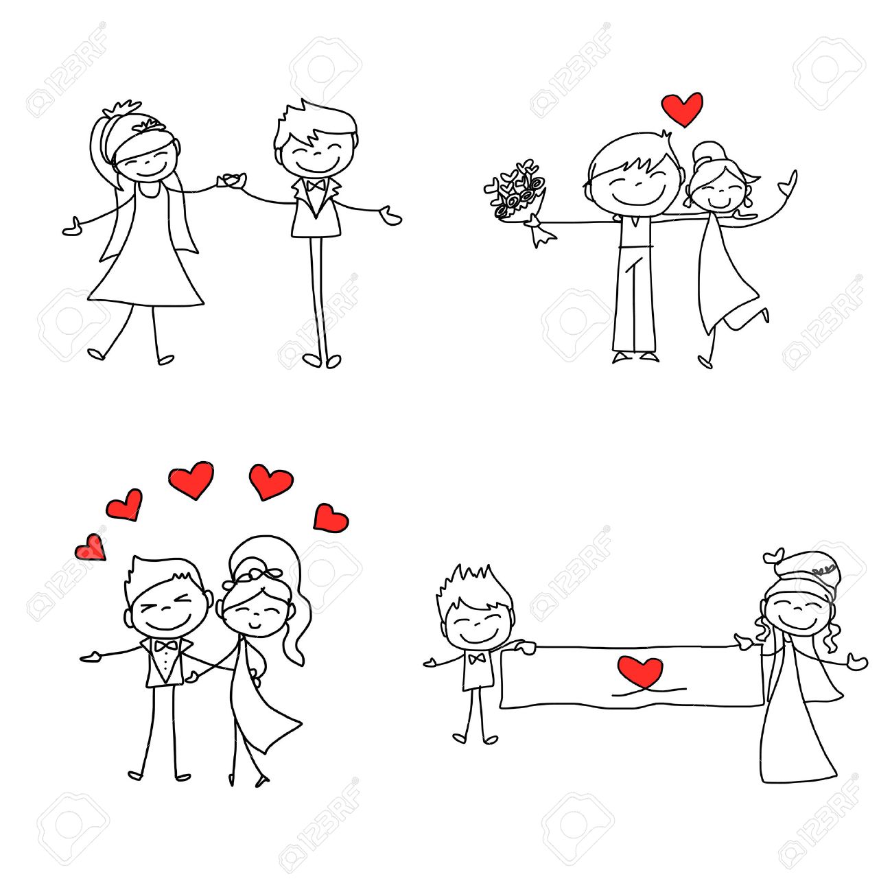 hand drawing cartoon character happy lovers wedding - 22731839 hand drawing cartoon character happy lovers wedding - 22731839