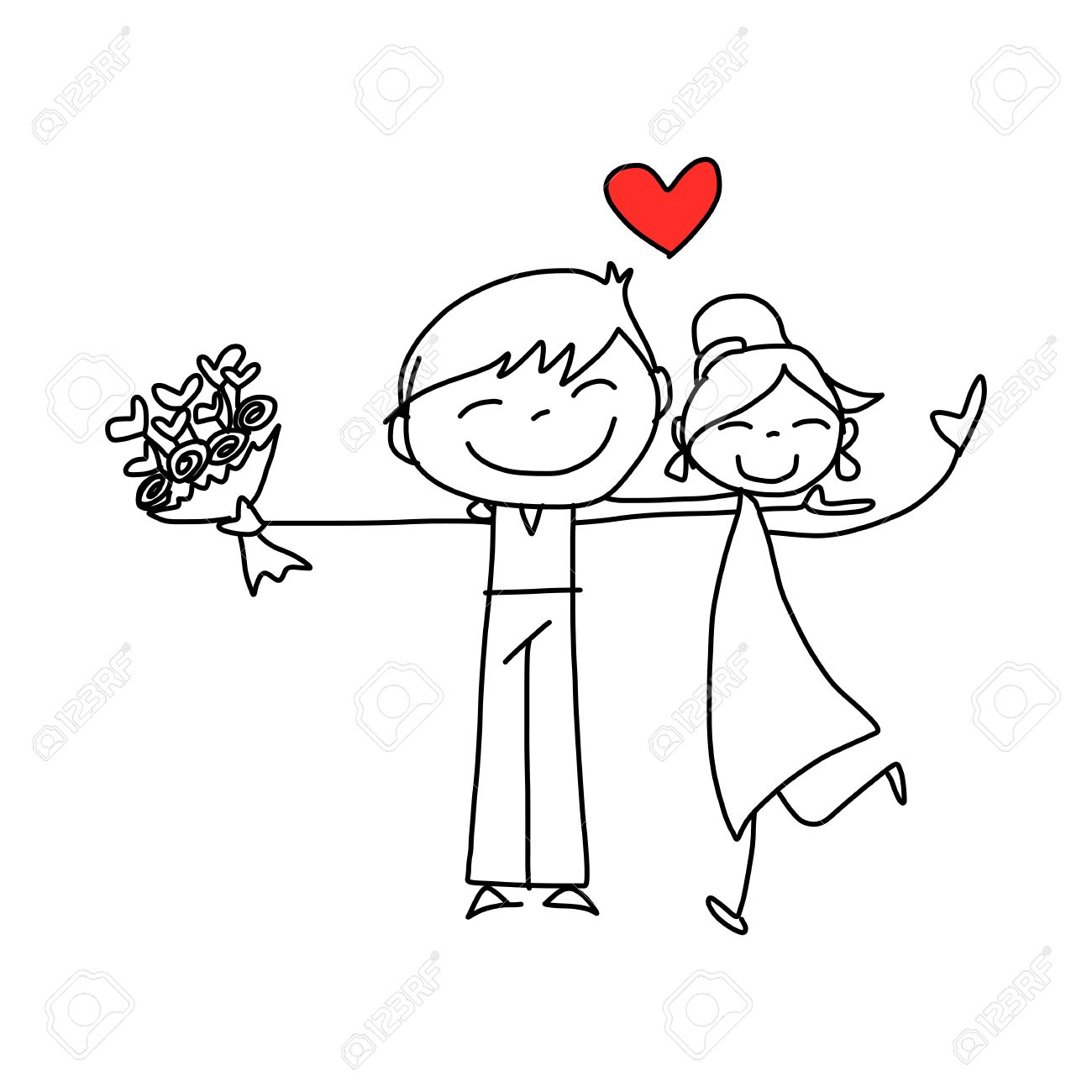 hand drawing cartoon character happy lovers wedding - 22719034 hand drawing cartoon character happy lovers wedding - 22719034