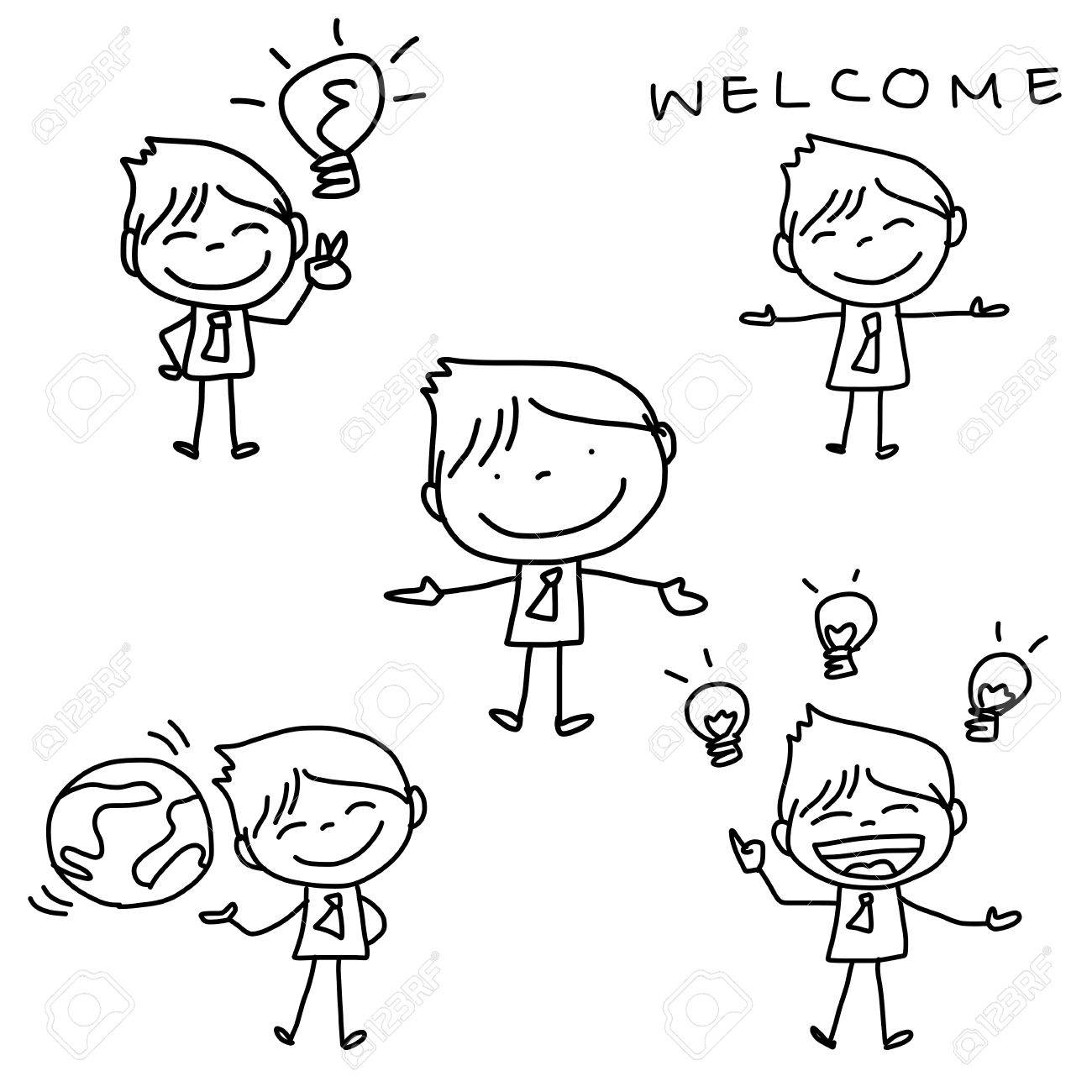 hand drawing cartoon character happy business person - 22797855 hand drawing cartoon character happy business person - 22797855