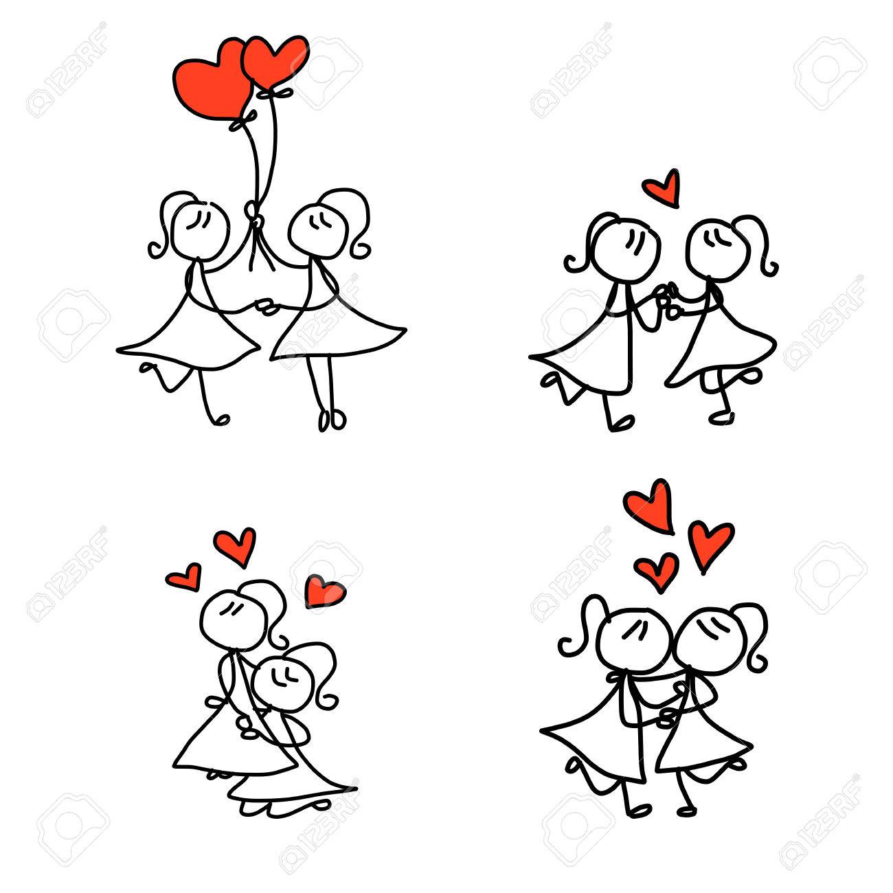 手描き漫画概念同じセックス カップル結婚おめでとうのイラスト素材 ベクタ Image 手描き漫画概念同じセックス カップル結婚おめでとうのイラスト素材 ベクタ Image