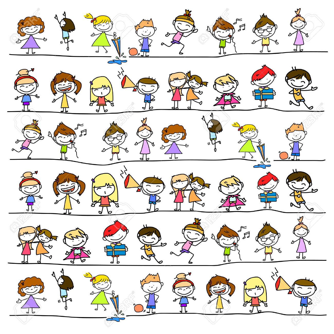 hand drawing cartoon abstract character happy people - 32366486 hand drawing cartoon abstract character happy people - 32366486