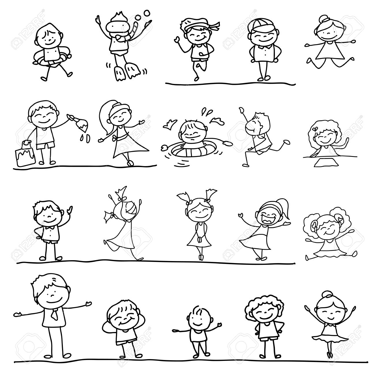 手描きのイラスト漫画文字子供 のイラスト素材 ベクタ Image