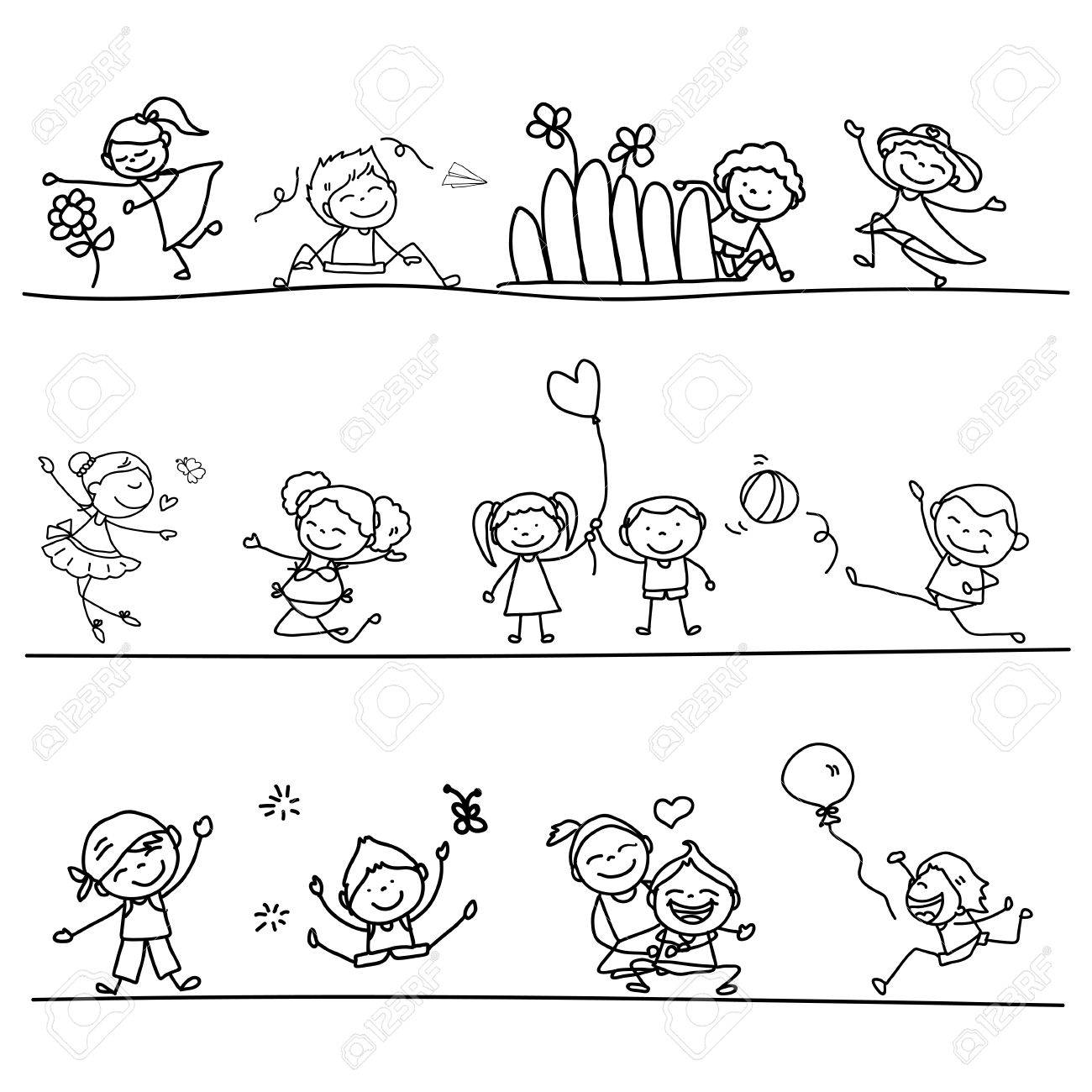 De Dibujos Animados Dibujo De La Mano Ninos Felices Ilustracion Ilustraciones Vectoriales Clip Art Vectorizado Libre De Derechos Image De Dibujos Animados Dibujo De La Mano Ninos Felices Ilustracion Ilustraciones Vectoriales Clip Art Vectorizado Libre De Derechos Image