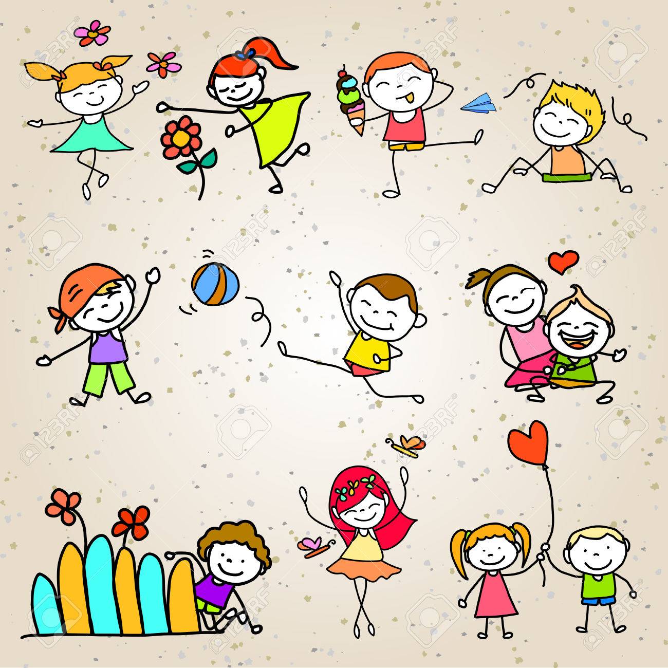 Personaje De Dibujos Animados Dibujo De La Mano Concepto Abstracto Niños  Felices Ilustraciones svg, vectoriales, clip art vectorizado libre de  derechos. Image 39450228