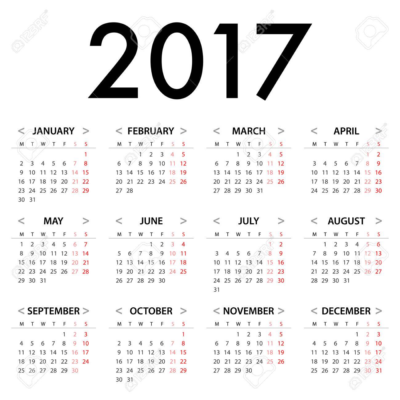 calendar for 2017 on
