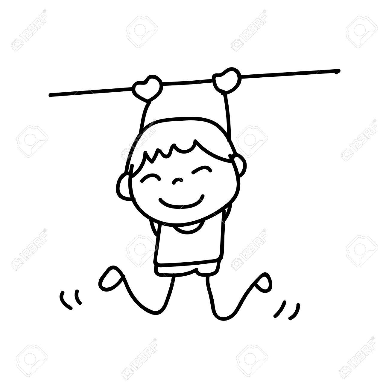 線画図面のかわいい男の子の手します 幸せな人 幸福概念とイラスト のイラスト素材 ベクタ Image 8617
