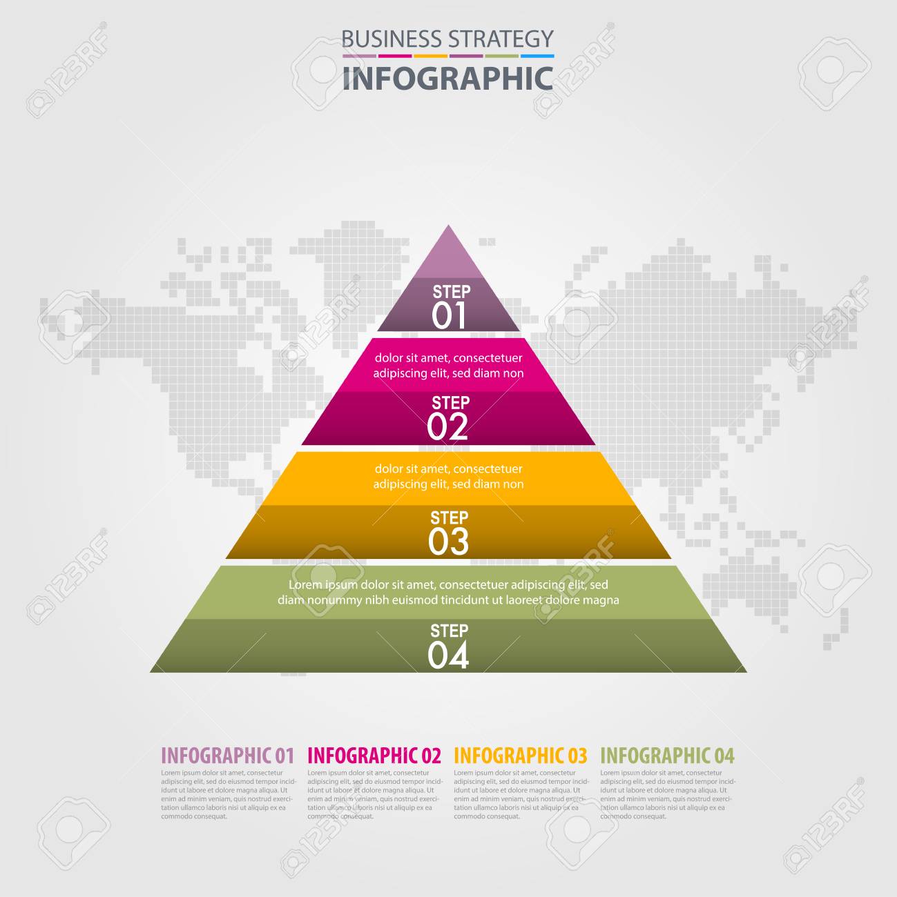 triangle pyramid steps business infographics strategy design triangle pyramid template