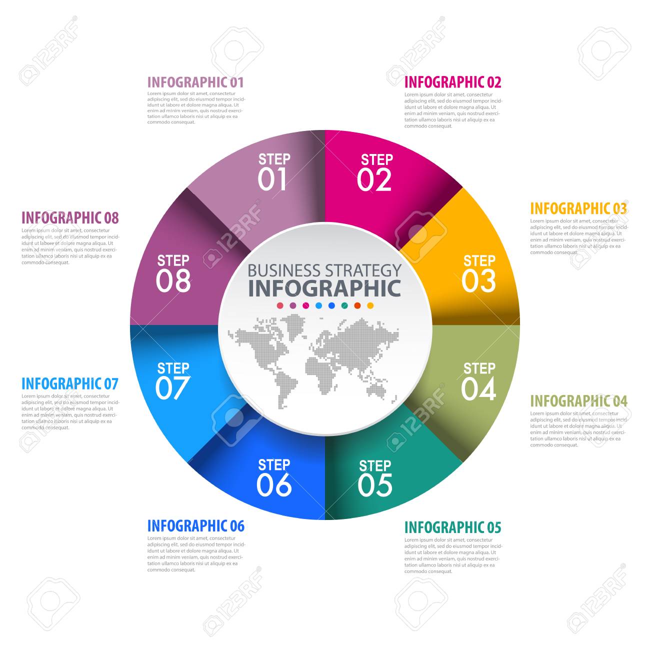 circle chart business infographics strategy timeline design