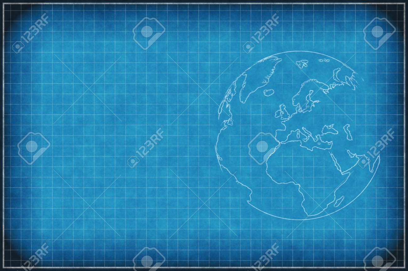 blue chalkboard background with earth europe and africa and blue chalkboard