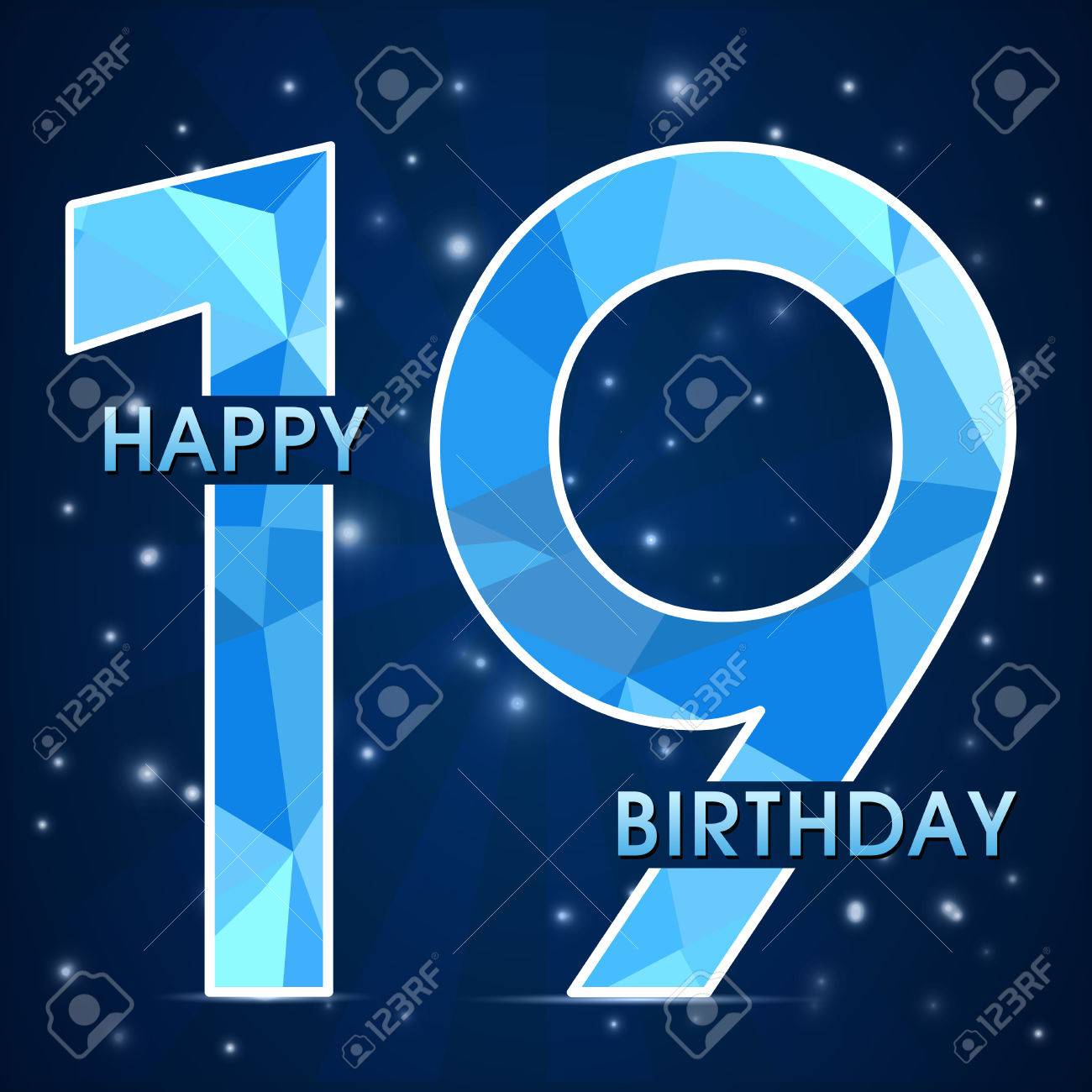 Vettoriale Etichetta Festa Di Compleanno 19 Anni 19 Anniversario Poligono Decorativo Emblema Illustrazione Vettoriale Image 3779