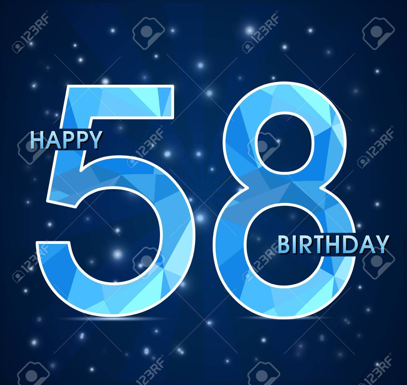 Vettoriale Etichetta Festa Di Compleanno 58 Anni 58 Anniversario Poligono Decorativo Emblema Illustrazione Vettoriale Image